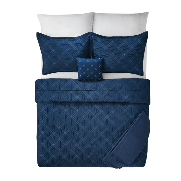 MAINSTAYS Other - NEW Mainstays Full/Queen Navy Blue & Light Blue 5-Piece Comforter Set